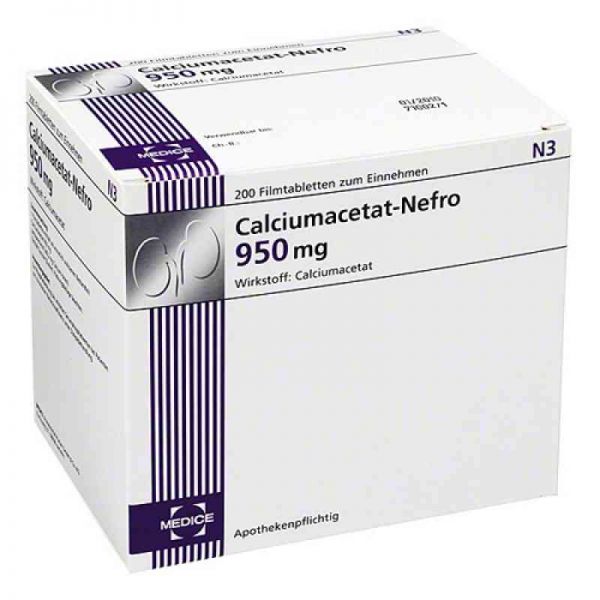 Calciumacetat Nefro 950 mg Filmtabletten (200 stk)