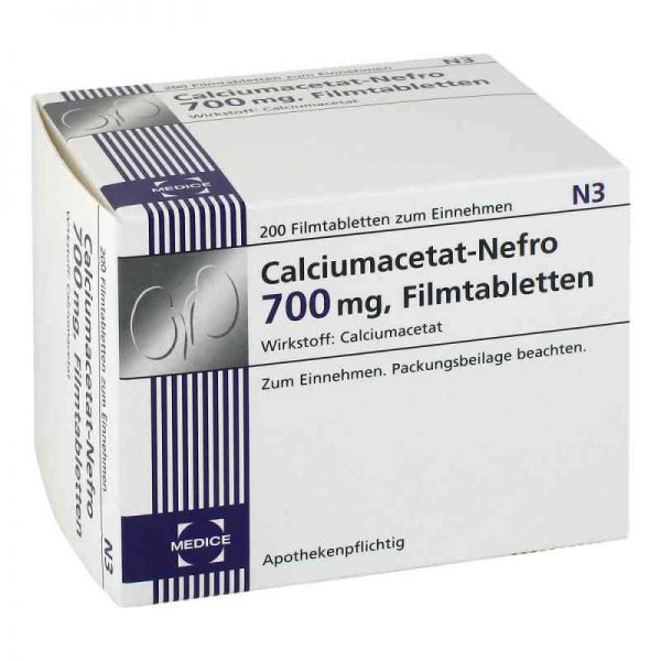 Calciumacetat Nefro 700 mg Filmtabletten (200 stk)