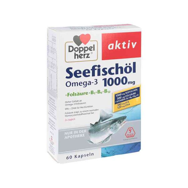 Doppelherz Seefischöl Omega-3 1000 mg+Fols. Kapsel (n) (60 stk)