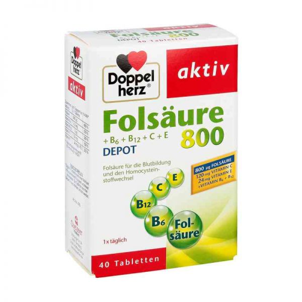 Doppelherz Folsäure 800 + B-vitamine Tabletten (40 stk)