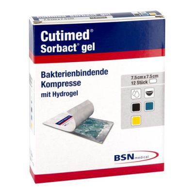 Cutimed Sorbact Gel Kompressen 7,5x7,5 cm (12 stk)