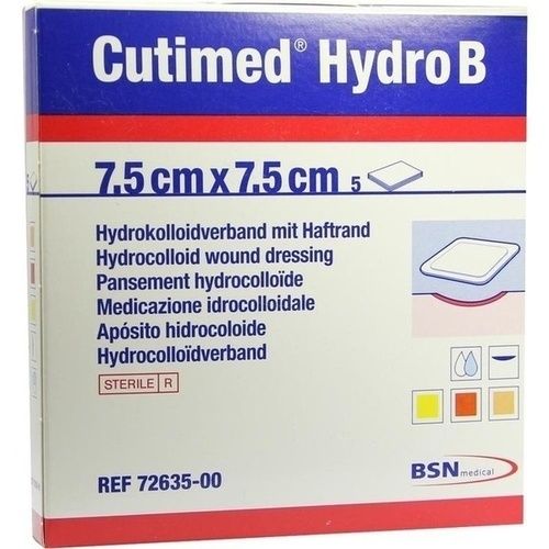 Cutimed Hydro B 7.5x7.5cm Hydrokoll.Verb.m.Haftr, 5 ST