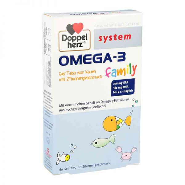 Doppelherz Omega-3 family Gel-tabs system Kautablette (n) (60 stk)