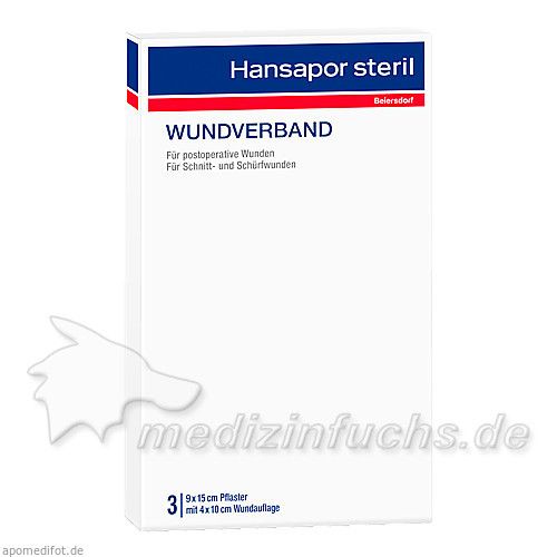 Hansapor steril Wundverband 9x15cm 3er Pack, 3 ST