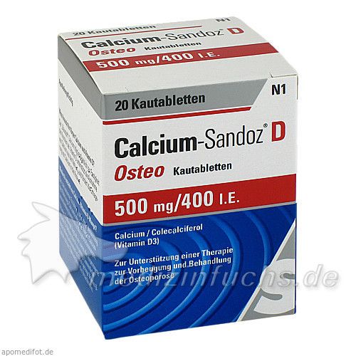 CALCIUM SANDOZ D Osteo 500 mg/400 I.E. Kautabl., 20 ST