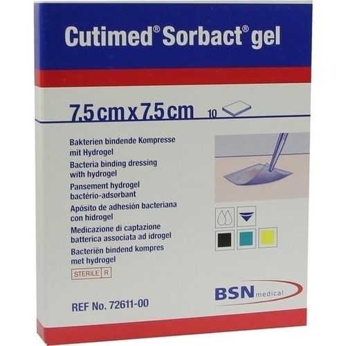 CUTIMED Sorbact Gel Kompressen 7,5x7,5 cm, 10 ST