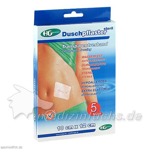 Duschpflaster steril Transparentverband 10cmx12cm, 5 ST