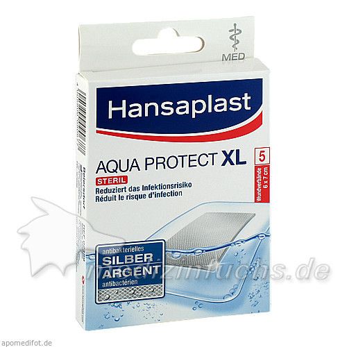 Hansaplast MED XL Aqua Protect 6cmx7cm, 5 ST