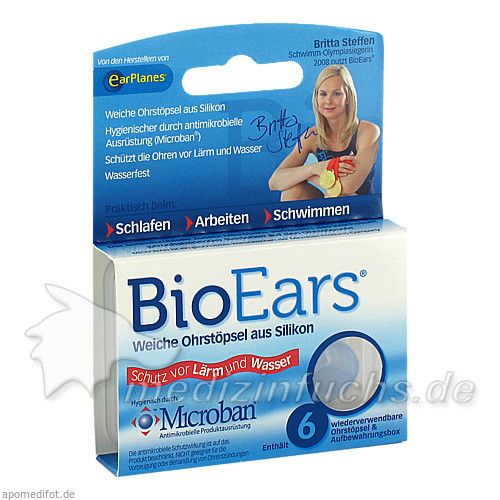 BioEars Antimikrobielle Silikon-Ohrstöpsel, 6 ST