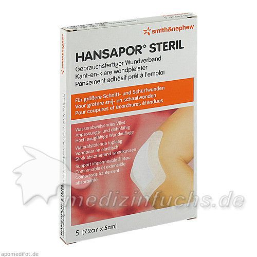 HANSAPOR steril Wundverband 5x7,2 cm, 5 ST